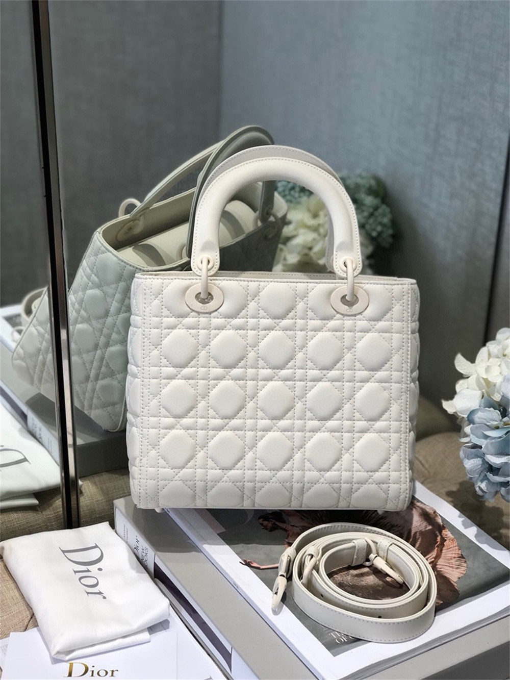 Medium Lady D*0r Bag 9.5 x 8 x 4.5 inches