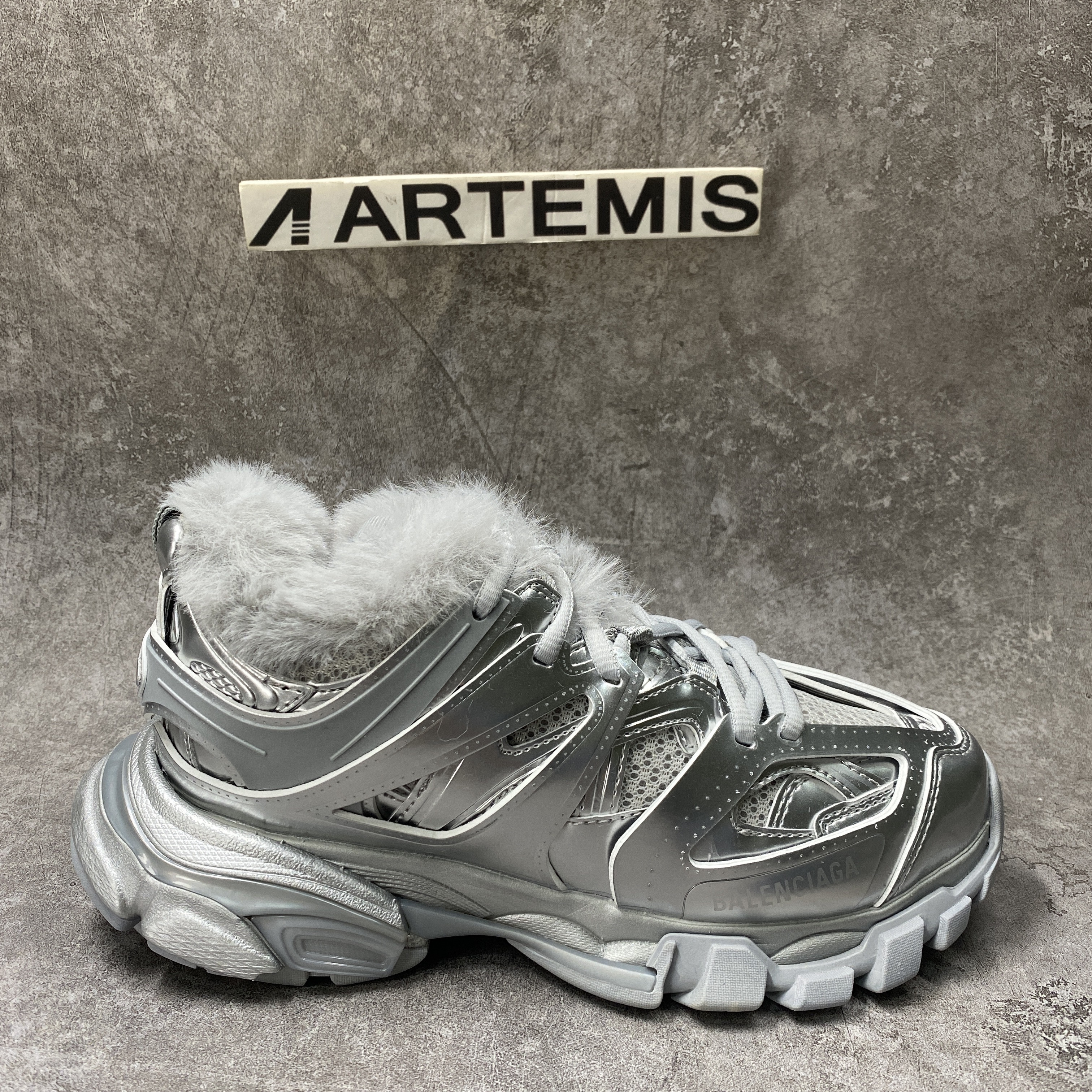 Balenciga Track Sneaker Silver Fur