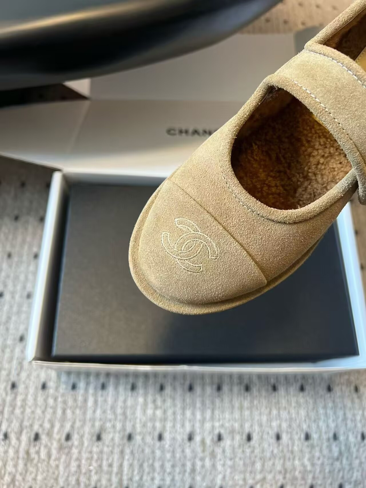 UA Ch*el Mary Jane in Shearling