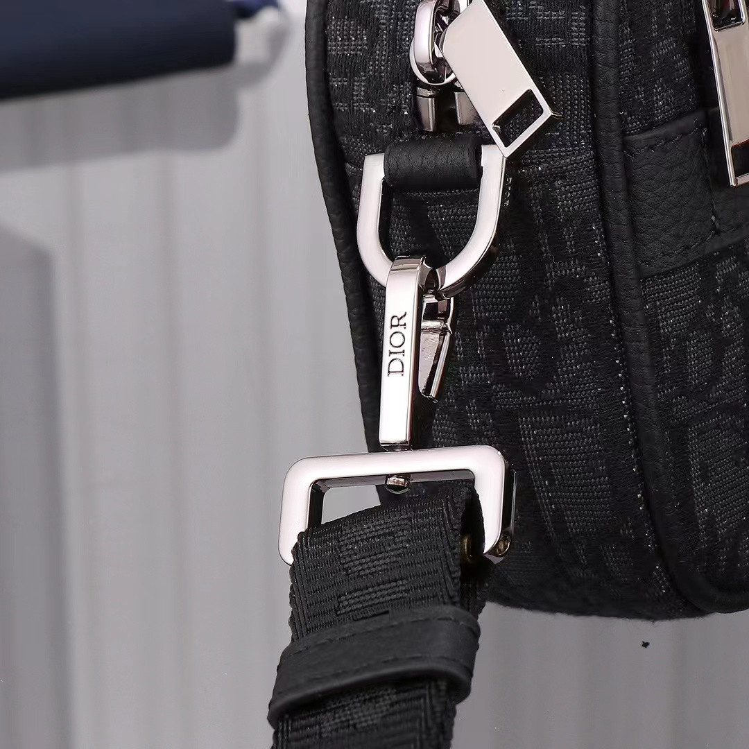 D*0r Mini Safari Bag with Strap Black D*0r Oblique Jacquard 6.5 x 5 x 1.5 inches