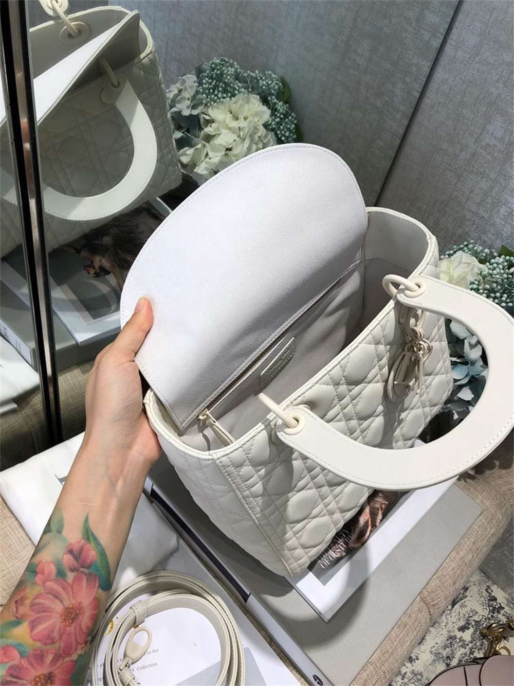 Medium Lady D*0r Bag 9.5 x 8 x 4.5 inches