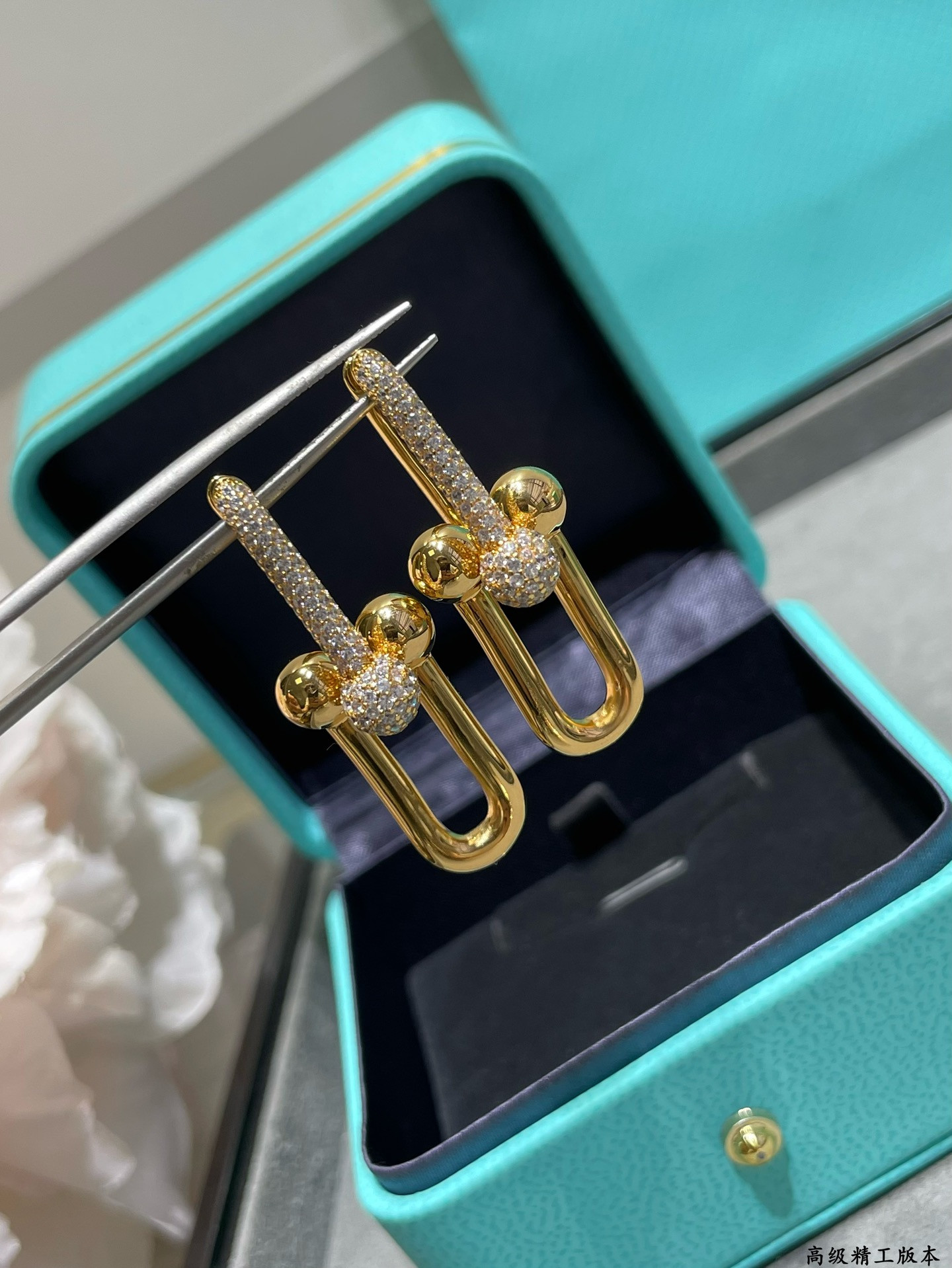 T*f*ny & Co. Stirrup With diamond Double Hoop Earrings