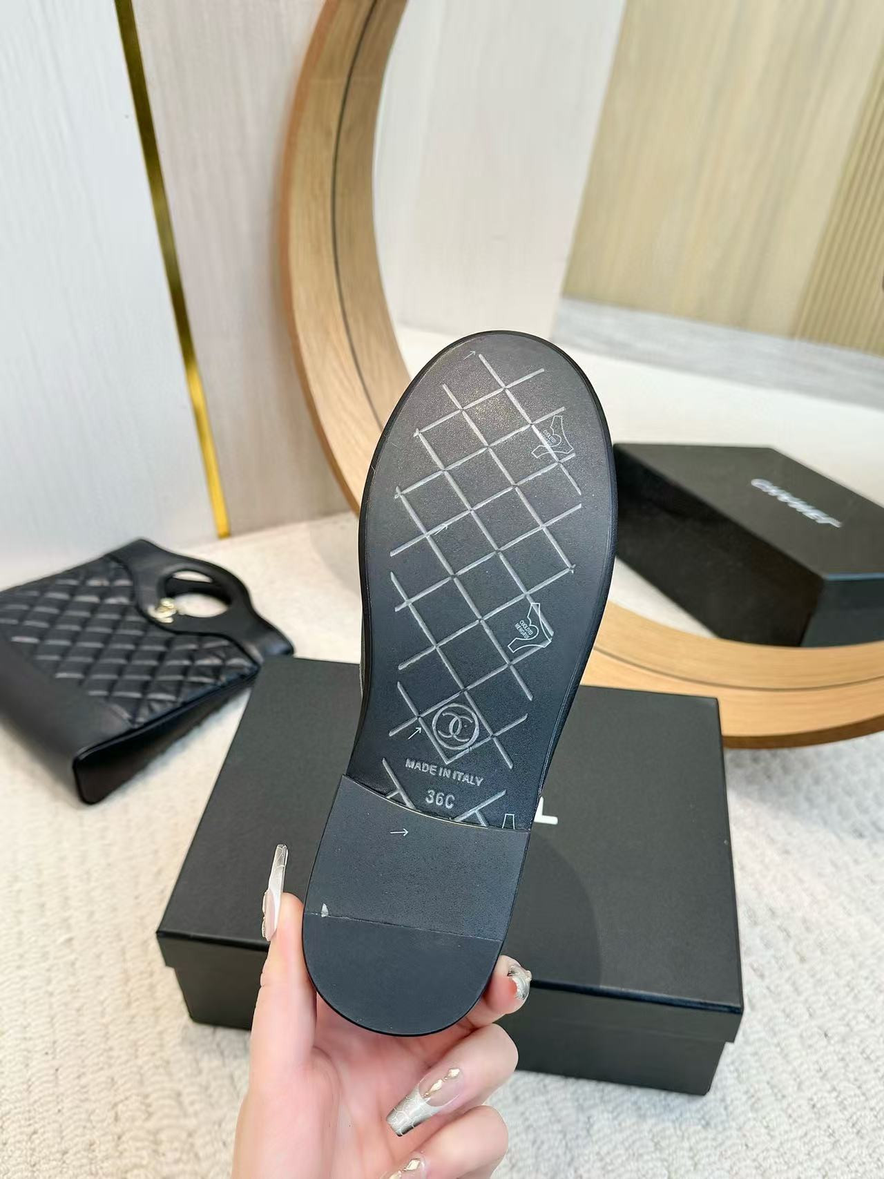 UA Ch*el Slides Leather Flats