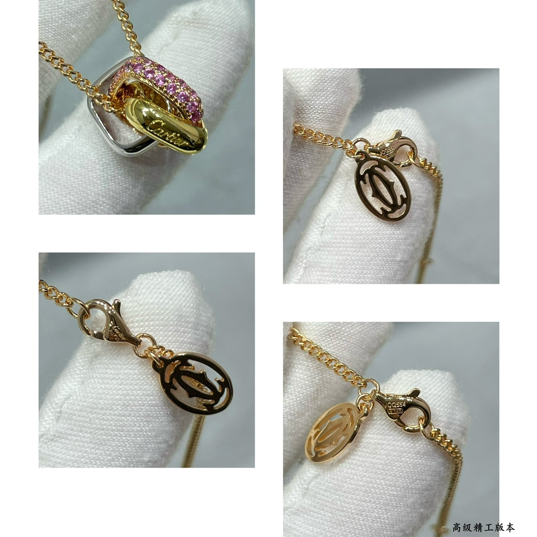 Ca*t*er square triple-ring Necklace