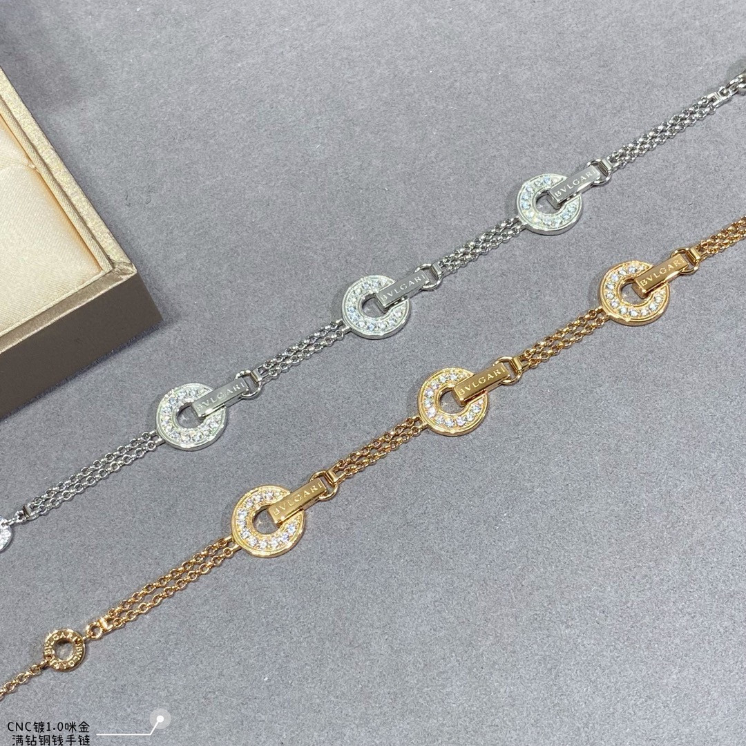 B*l*ai Full diamond copper coin Bracelet