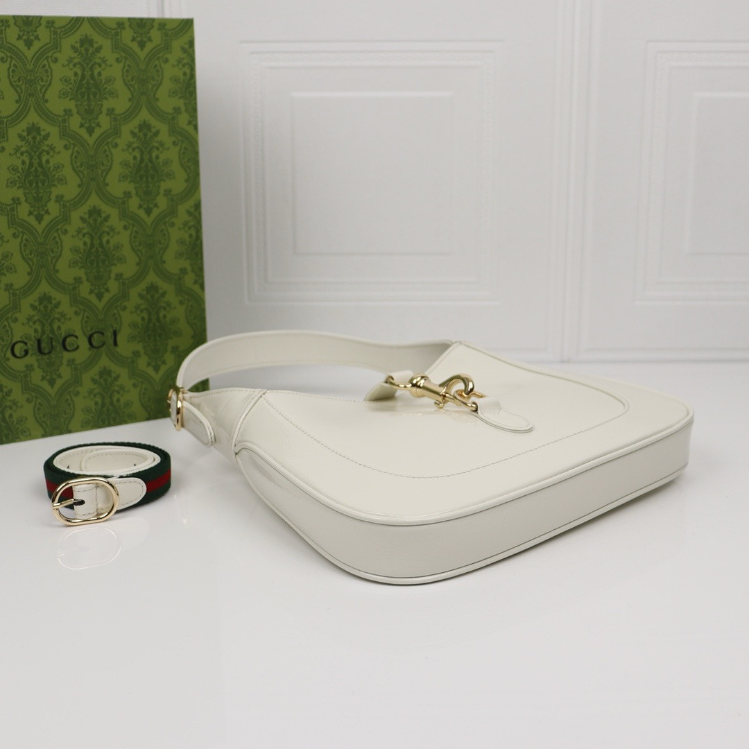 G*u*i Jackie small shoulder Bag Ivory Patent Leather 27.4×19.1×4.1cm