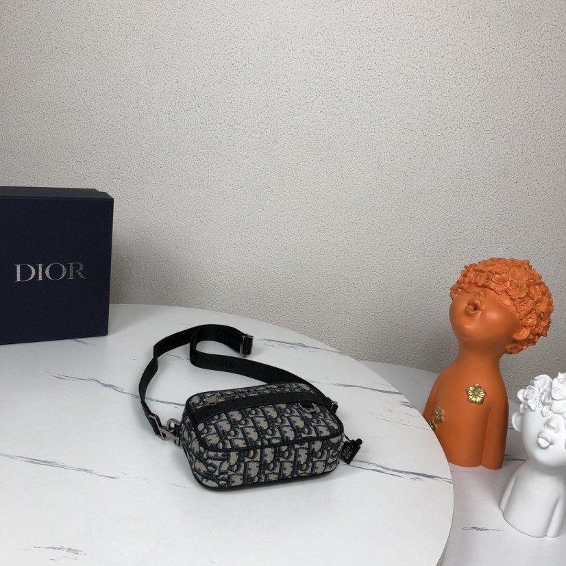 D*0r Mini Safari Bag with Strap Beige and Black D*0r Oblique Jacquard 6.5 x 5 x 1.5 inches