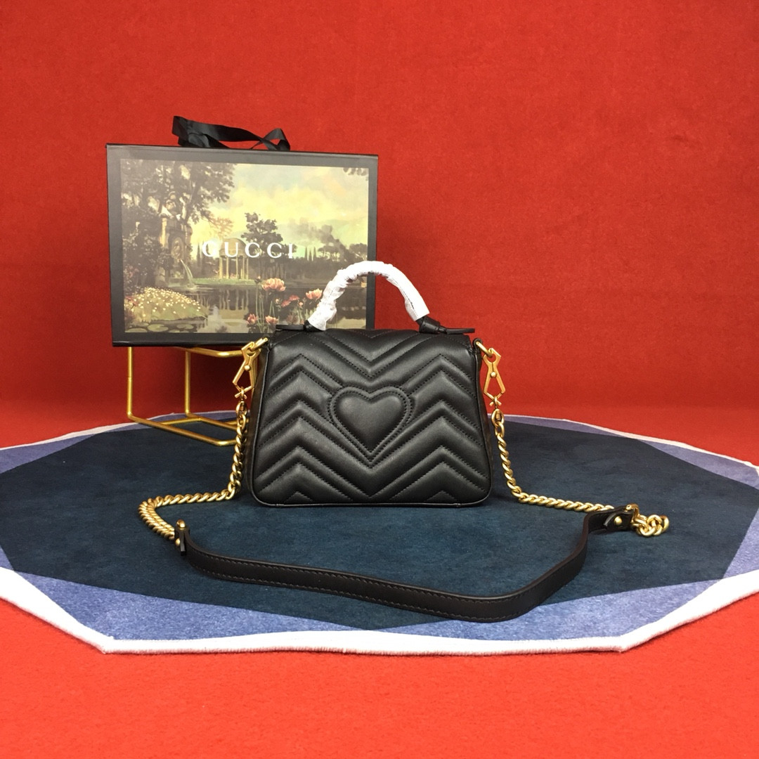 G*u*i GG MARMONT MATELASSÉ MINI BAG BLACK 21.6 x12.7 x 6.4cm