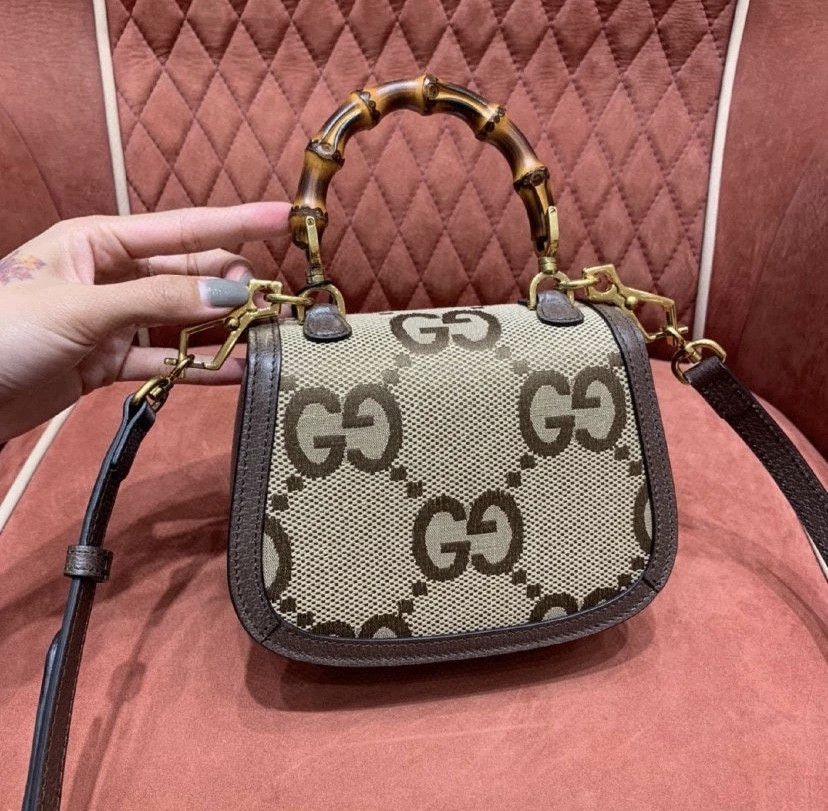 G*u*i Mini Bamboo Handbag with S*per Double G