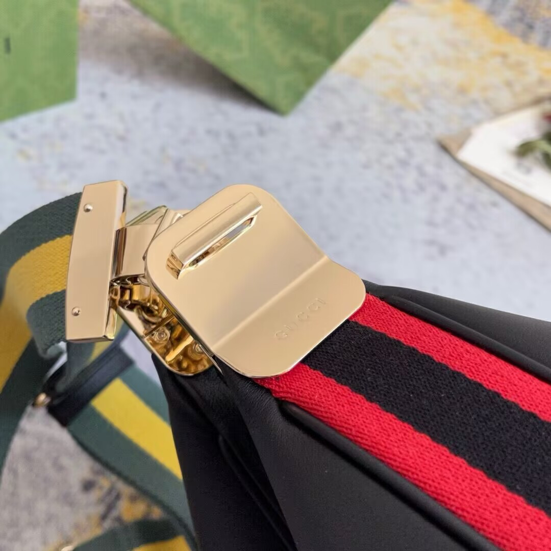 G*u*i ATTACHE MEDIUM SHOULDER BAG BLACK 13.8″W x 12.6″H x 2.4″D