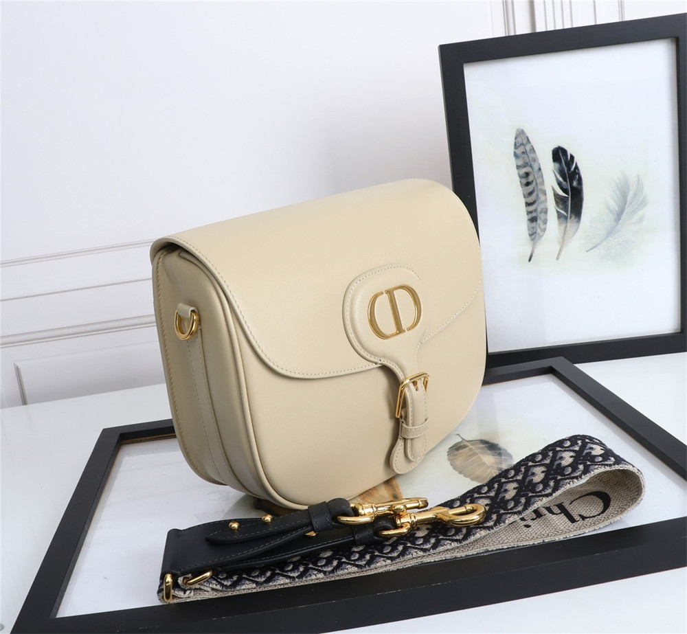 LARGE D*0r BOBBY BAG Beige Box Calfskin