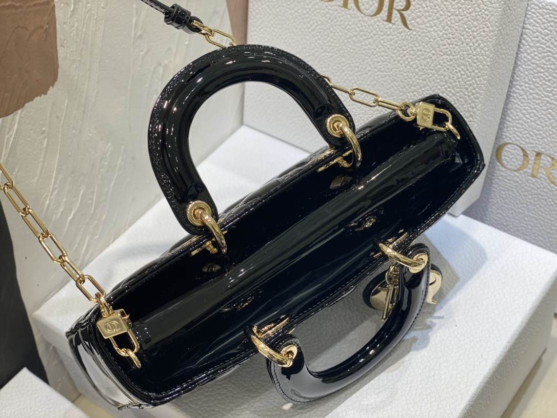 D*0r SMALL LADY D-JOY BAG Black Patent