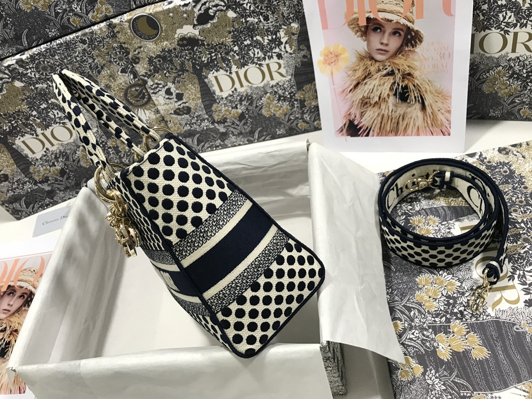 MEDIUM D*0r LADY D-LITE BAG polka dots  24 x 20 x 11 cm