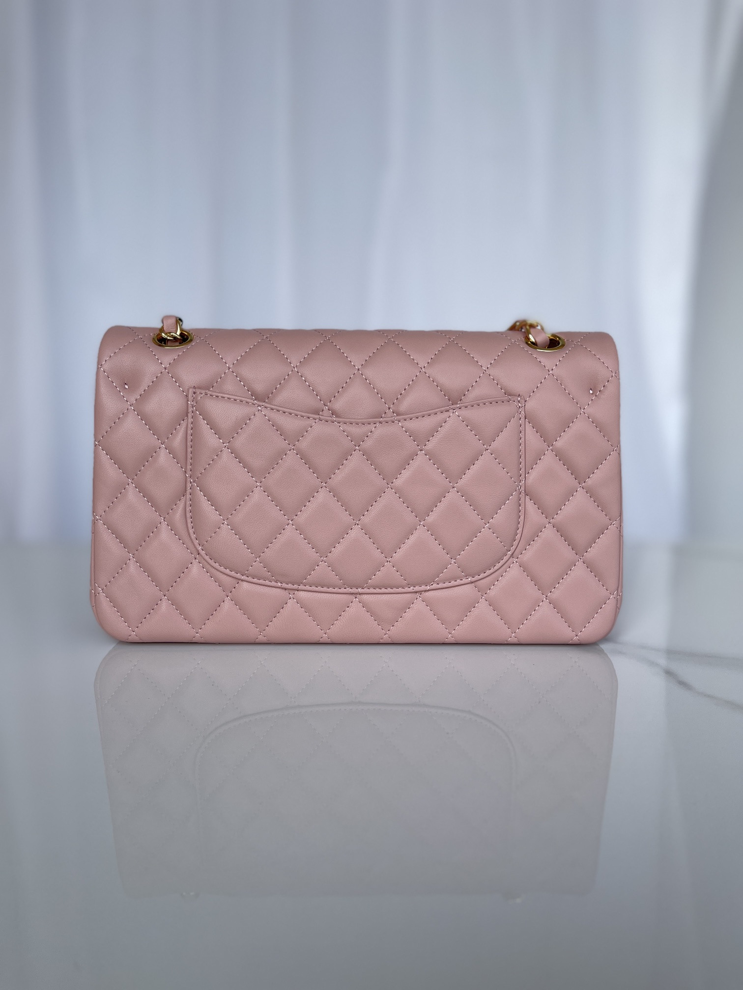 Ch*el CLASSIC FLAP 25CM CF PINK GOLD 6 × 9.9 × 2.5 in