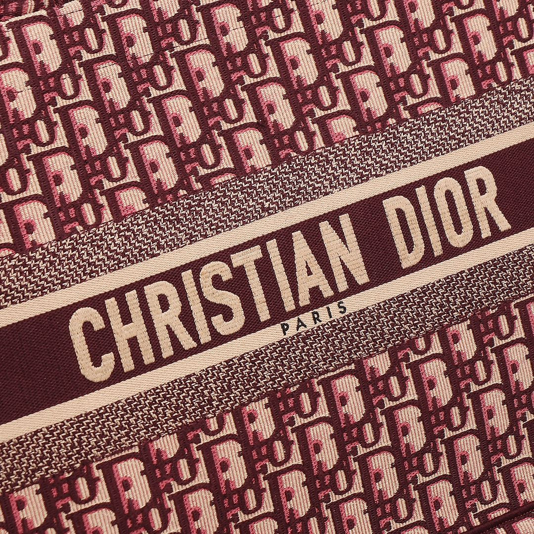 Medium D*0r Book Tote Oblique Burgundy 14 x 11 x 6.5 inches