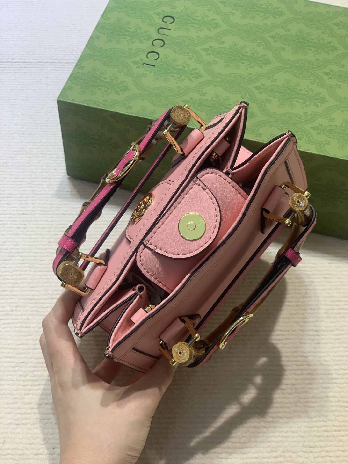 G*u*i DIANA MINI TOTE BAG Pink 20W x 16H x 10D CM