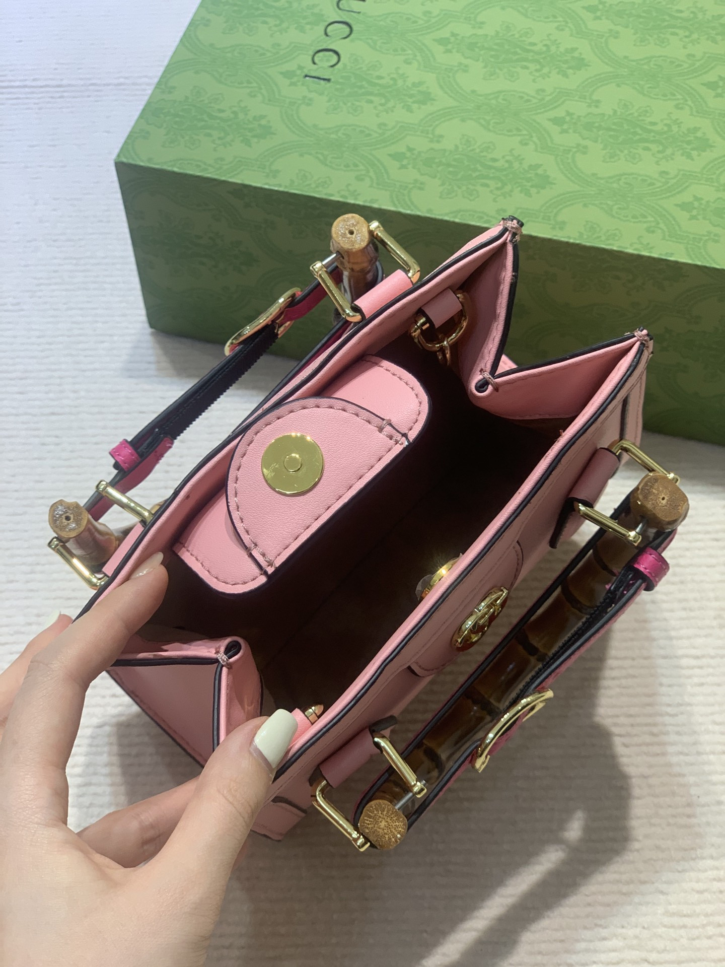 G*u*i DIANA MINI TOTE BAG Pink 20W x 16H x 10D CM