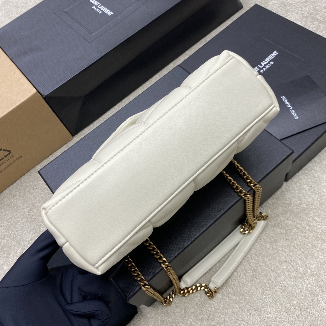 Y*L PUFFER IN LEATHER WHITE 23 X 15.5 X 5.8 CM