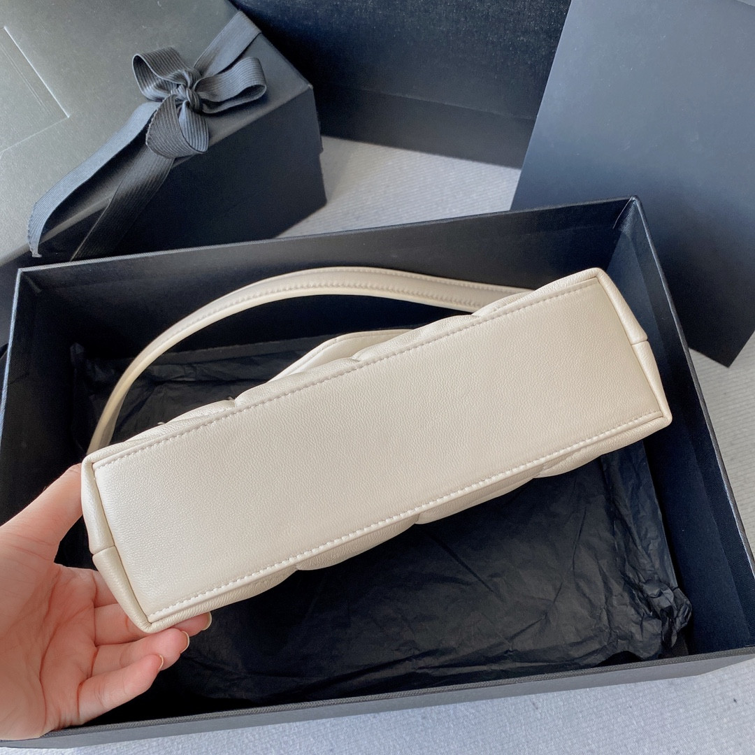 Y*L PUFFER IN LEATHER WHITE SILVER 23 X 15.5 X 5.8 CM