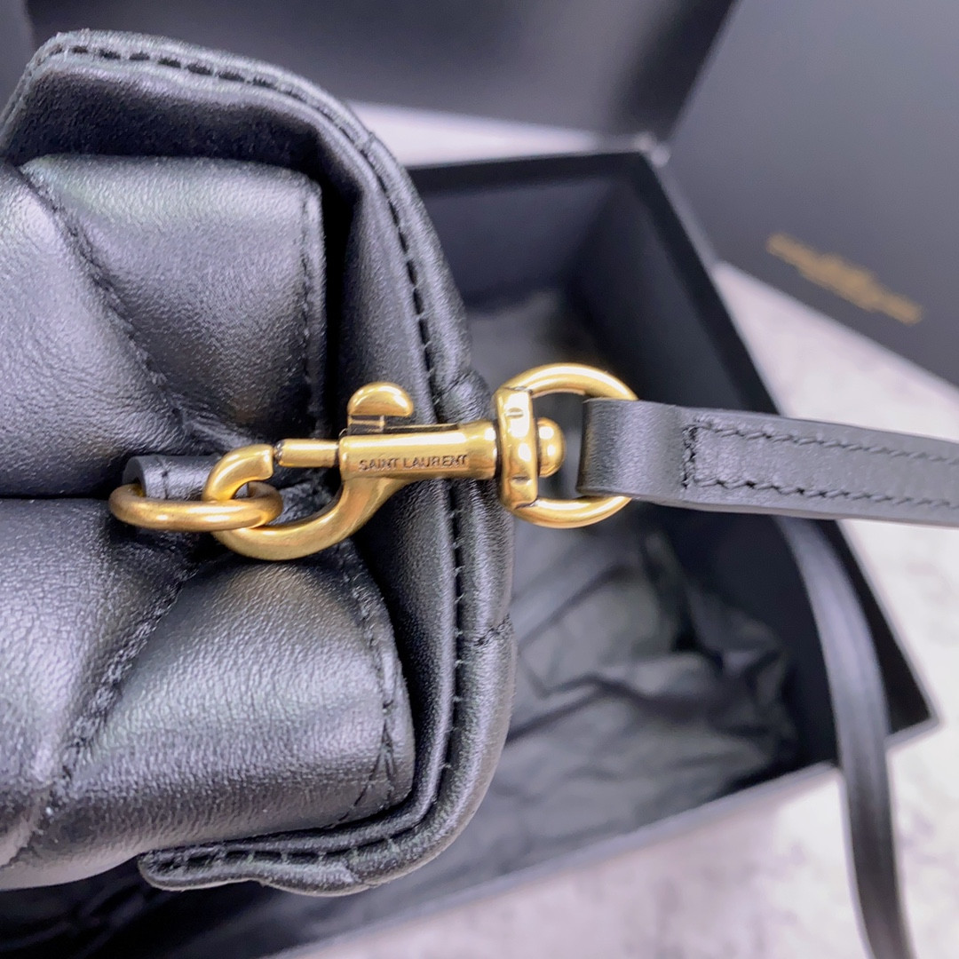 Y*L TOY LOULOU IN QUILTED LEATHER BLACK 7.9 X 5.5 X 3 INCHES