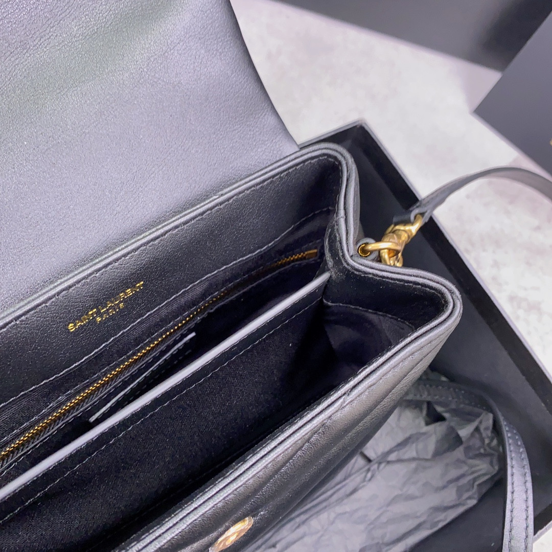 Y*L TOY LOULOU IN QUILTED LEATHER BLACK 7.9 X 5.5 X 3 INCHES