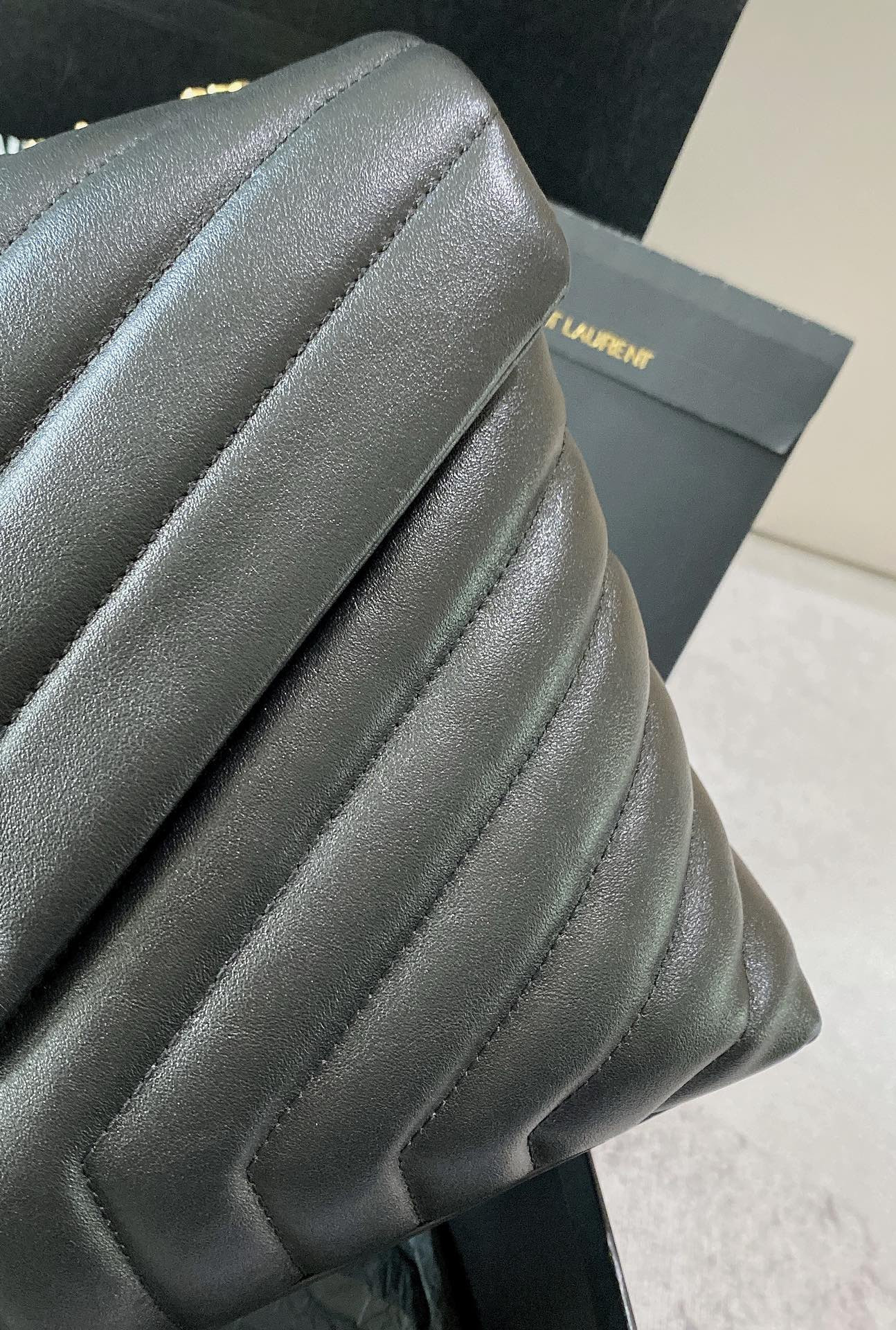 Y*L LOULOU MEDIUM IN QUILTED LEATHER BLACK 12.5 X 8.6 X 3.5 INCHES