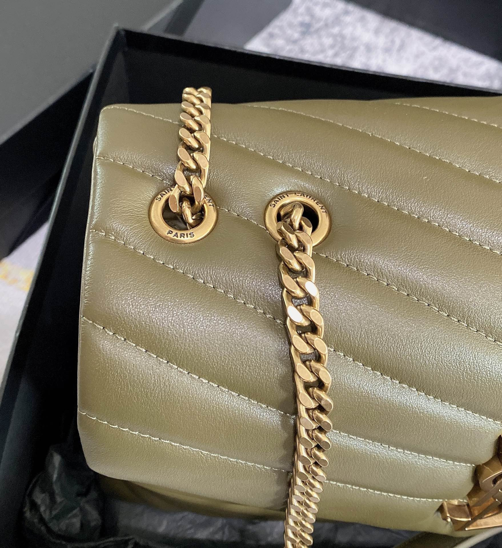 Y*L loulou medium in quilted leather 12.5 x 8.6 x 3.5 inches