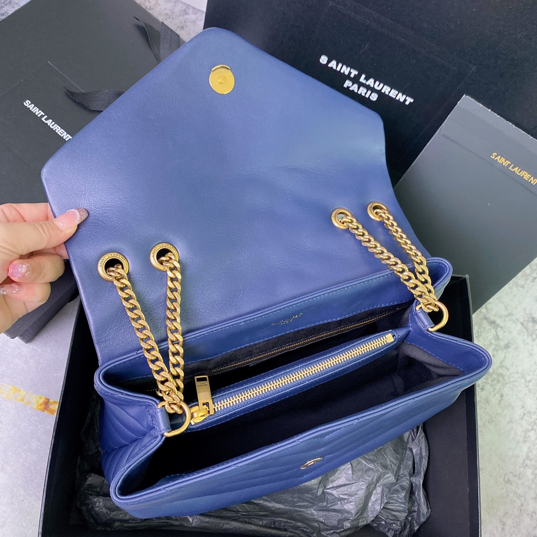 Y*L LOULOU MEDIUM IN QUILTED LEATHER PURPLE 12.5 X 8.6 X 3.5 INCHES