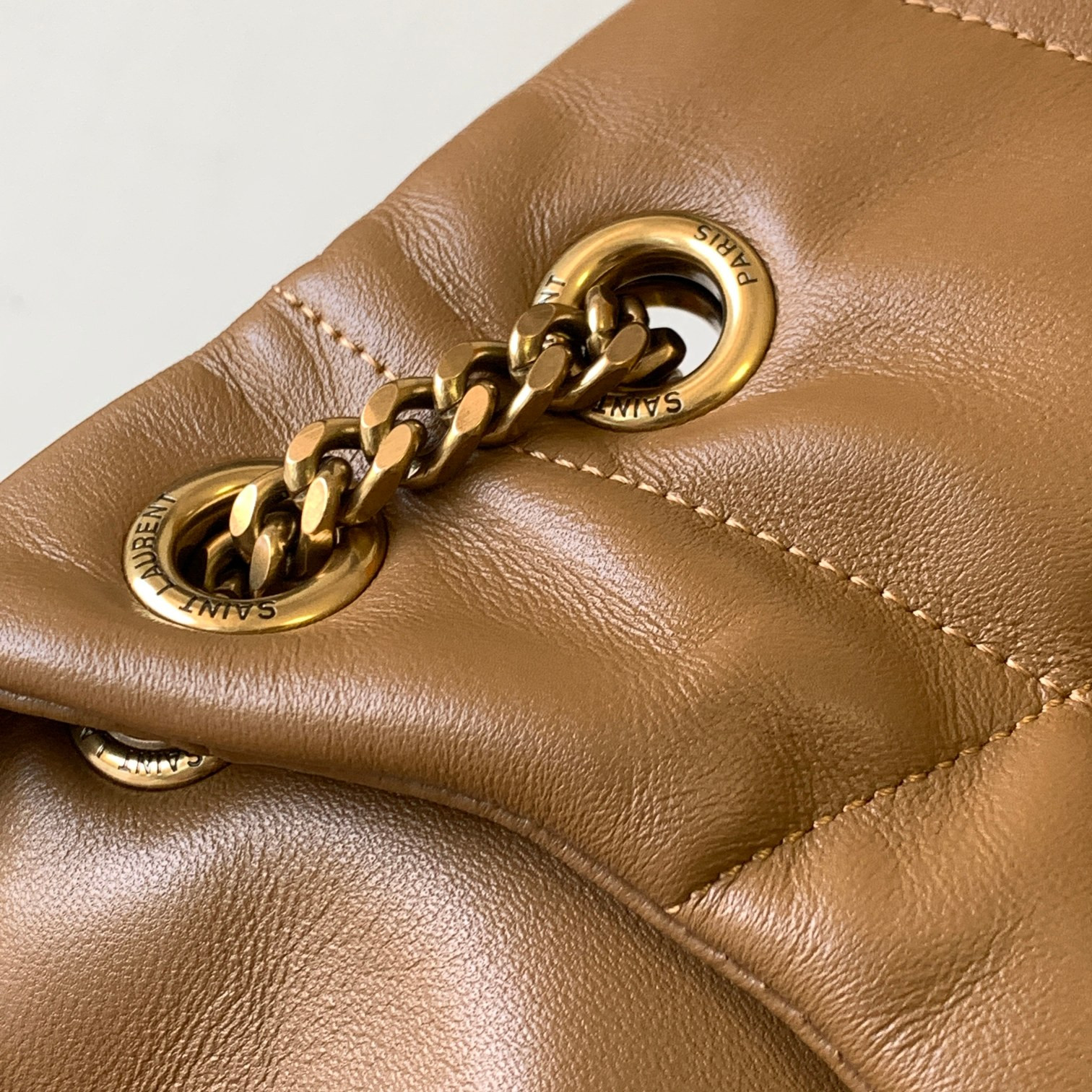 Y*L PUFFER SMALL IN NAPPA LEATHER BROWN 11.4 X 6.6 X 4.3 INCHES