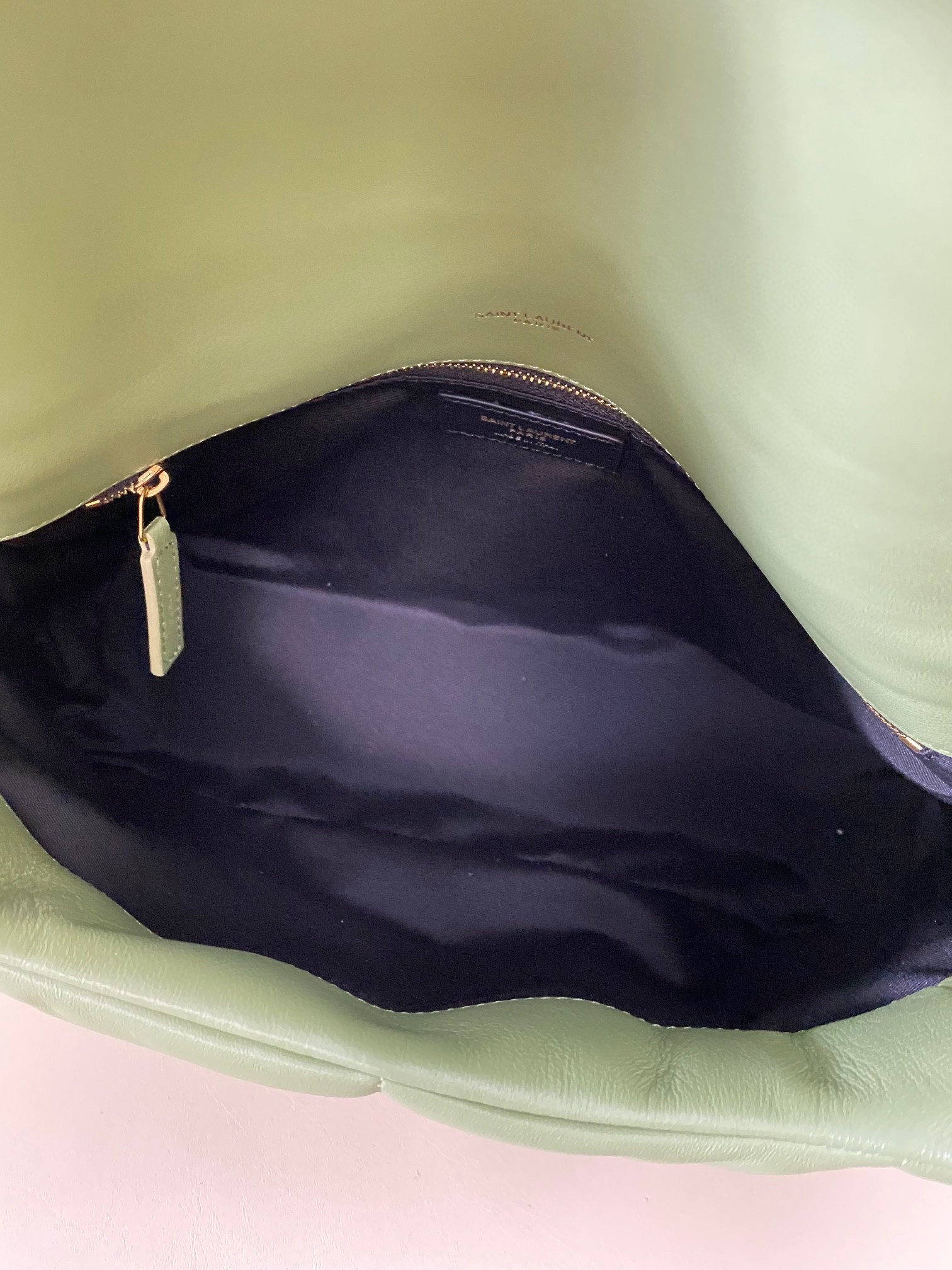 Y*L PUFFER MEDIUM IN NAPPA LEATHER LIGHT GREEN 13.7 X 9 X 5.3 INCHES