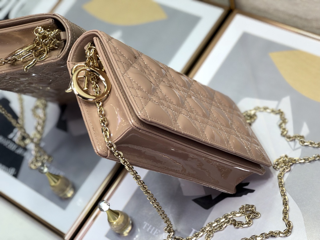 Lady D*0r Pouch Rose Des Vents Cannage  8.5 x 4.5 x 1 inches