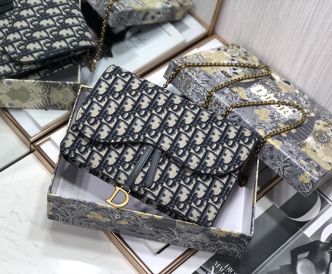 D*0r Saddle Pouch  Blue D*0r Oblique Jacquard 8.5 x 5.5 x 1.5 inches