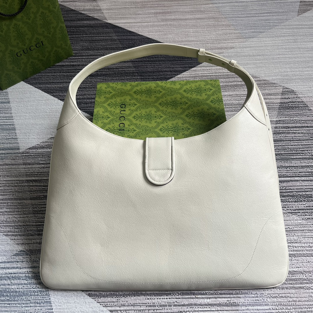 G*u*i APHRODITE LARGE SHOULDER BAG WHITE 18"W x 11.8"H x 0.8"D