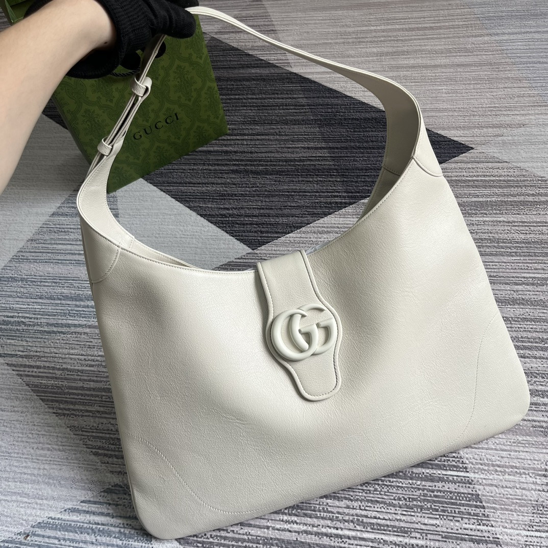 G*u*i APHRODITE LARGE SHOULDER BAG WHITE 18"W x 11.8"H x 0.8"D