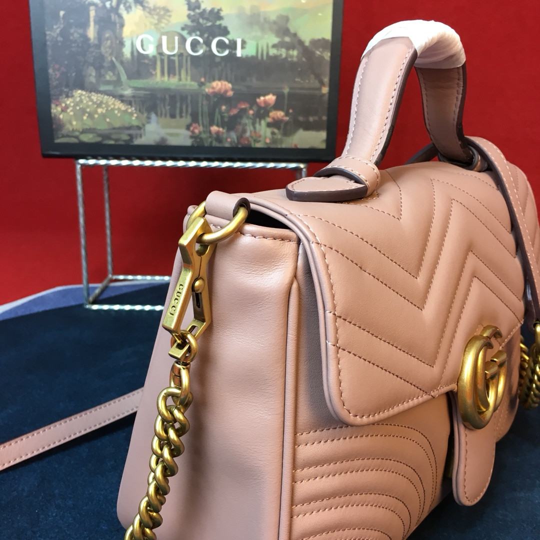 G*u*i GG MARMONT SMALL SHOULDER BAG PINK 10"W x 6"H x 3"D