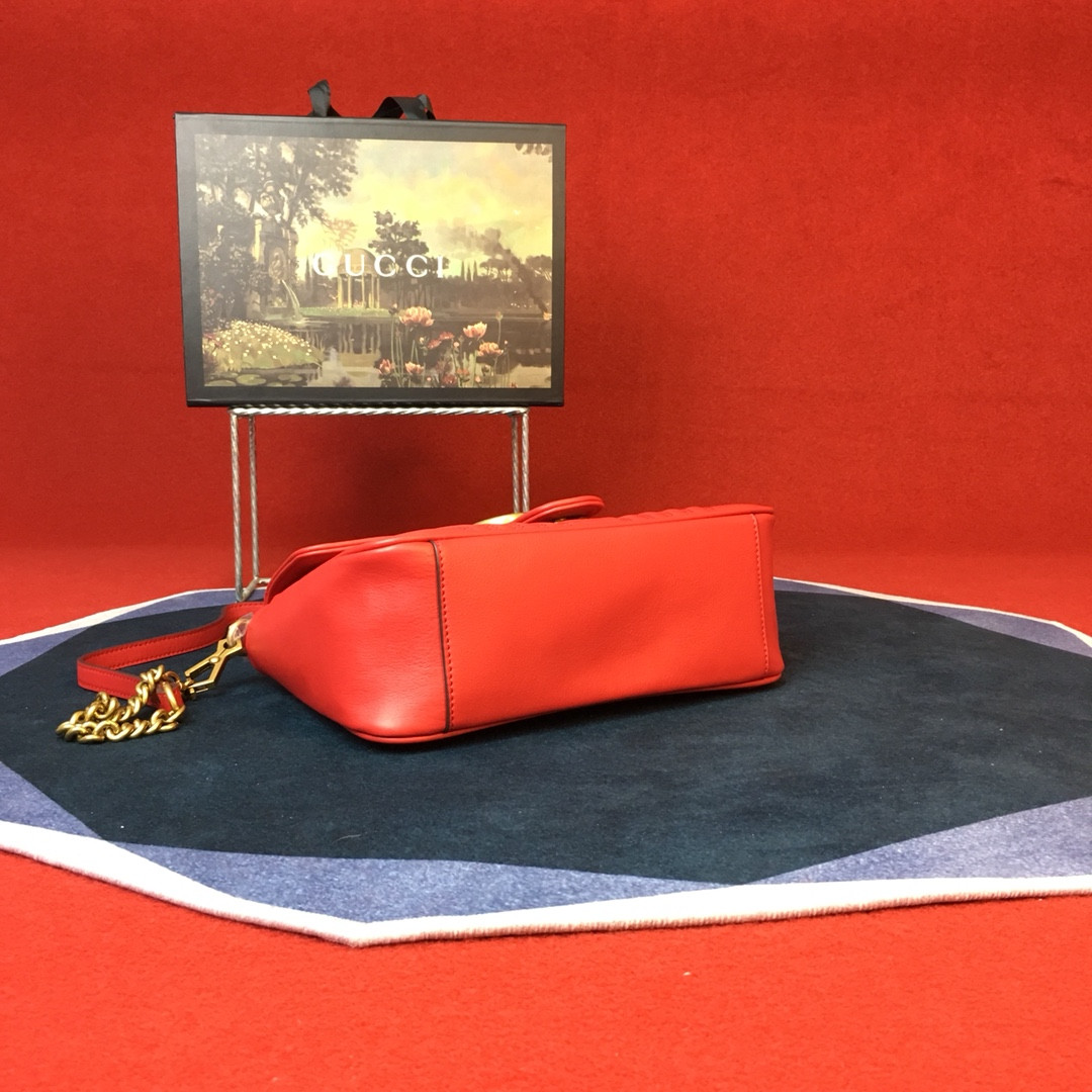 G*u*i GG MARMONT SMALL SHOULDER BAG RED 10"W x 6"H x 3"D