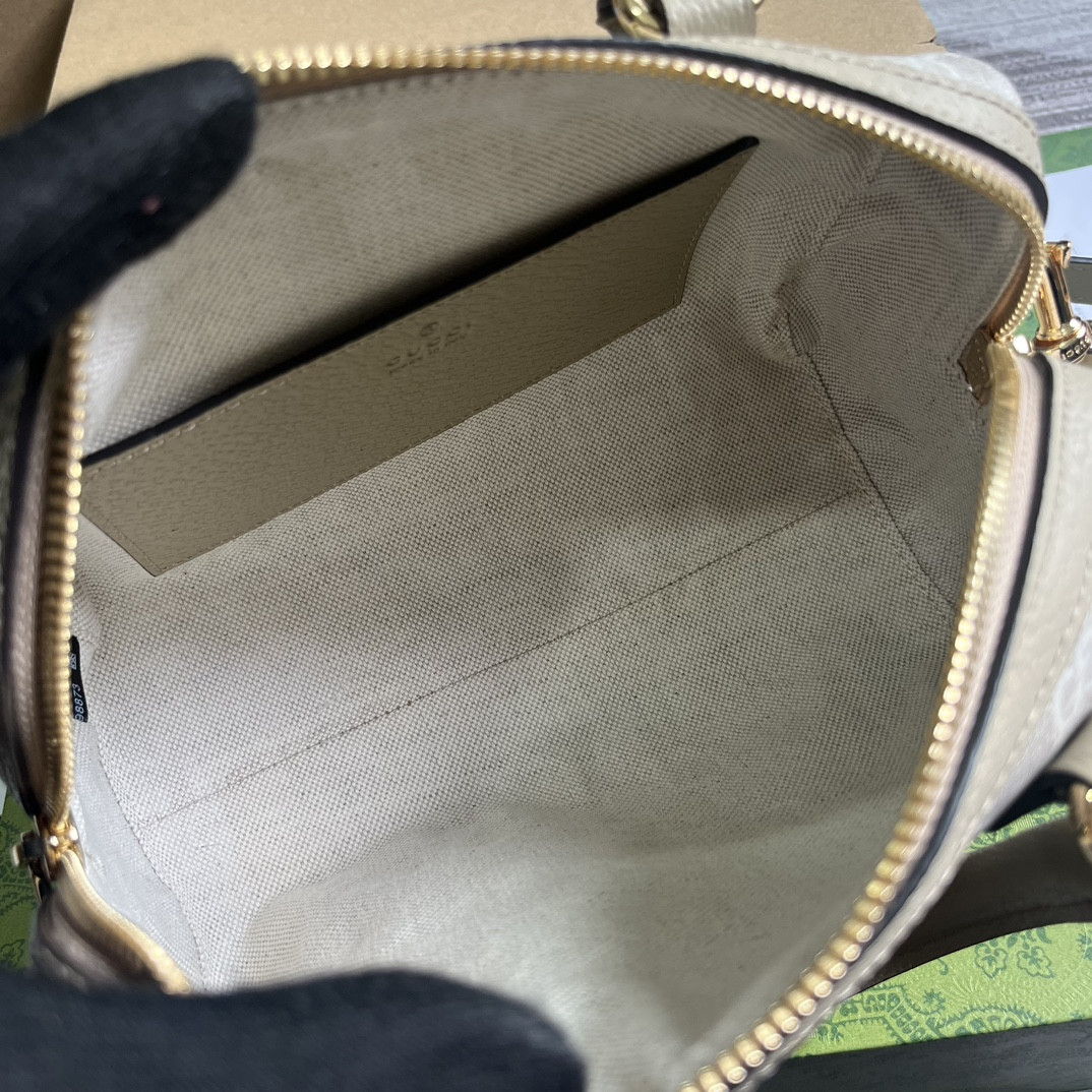 G*u*i OPHIDIA S*pER MINI BAG Beige and oatmeal 6.5"W x 3.9"H x 3.5"D