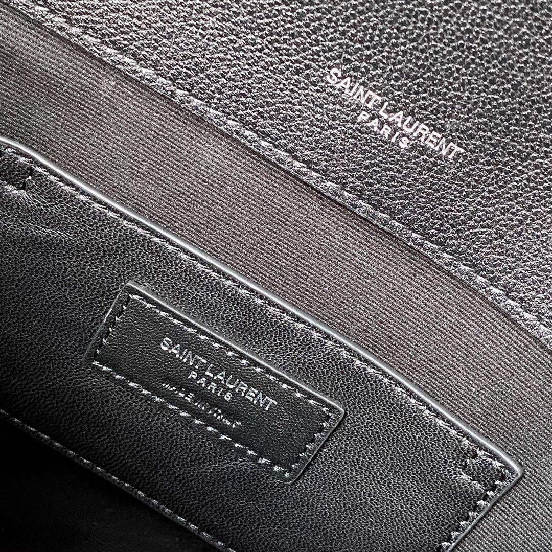 Y*L COLLEGE LARGE IN QUILTED LEATHER BLACK SILVER 32X21X8 CM