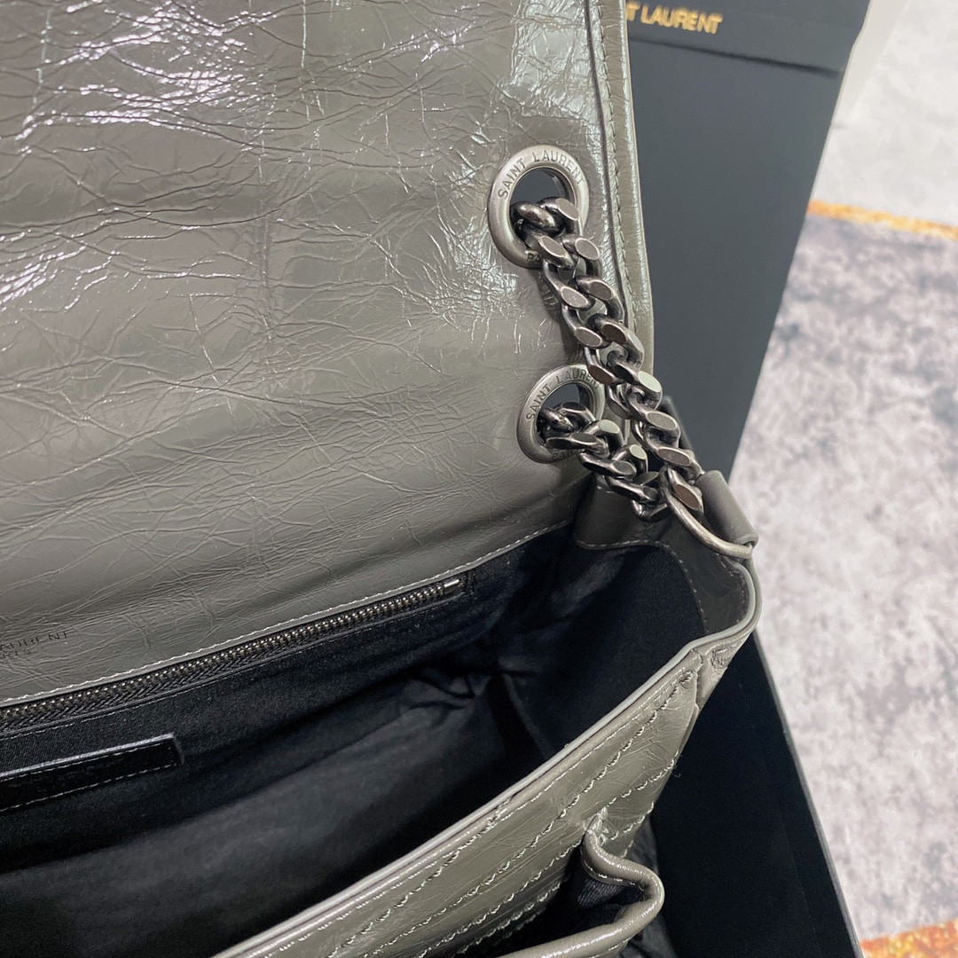 Y*L NIKI MEDIUM IN VINTAGE LEATHER STORM 11 X 7.8 X 3.3 INCHES