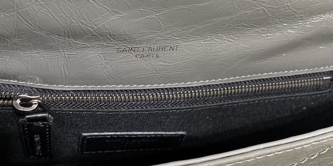 Y*L NIKI MEDIUM IN VINTAGE LEATHER STORM 11 X 7.8 X 3.3 INCHES