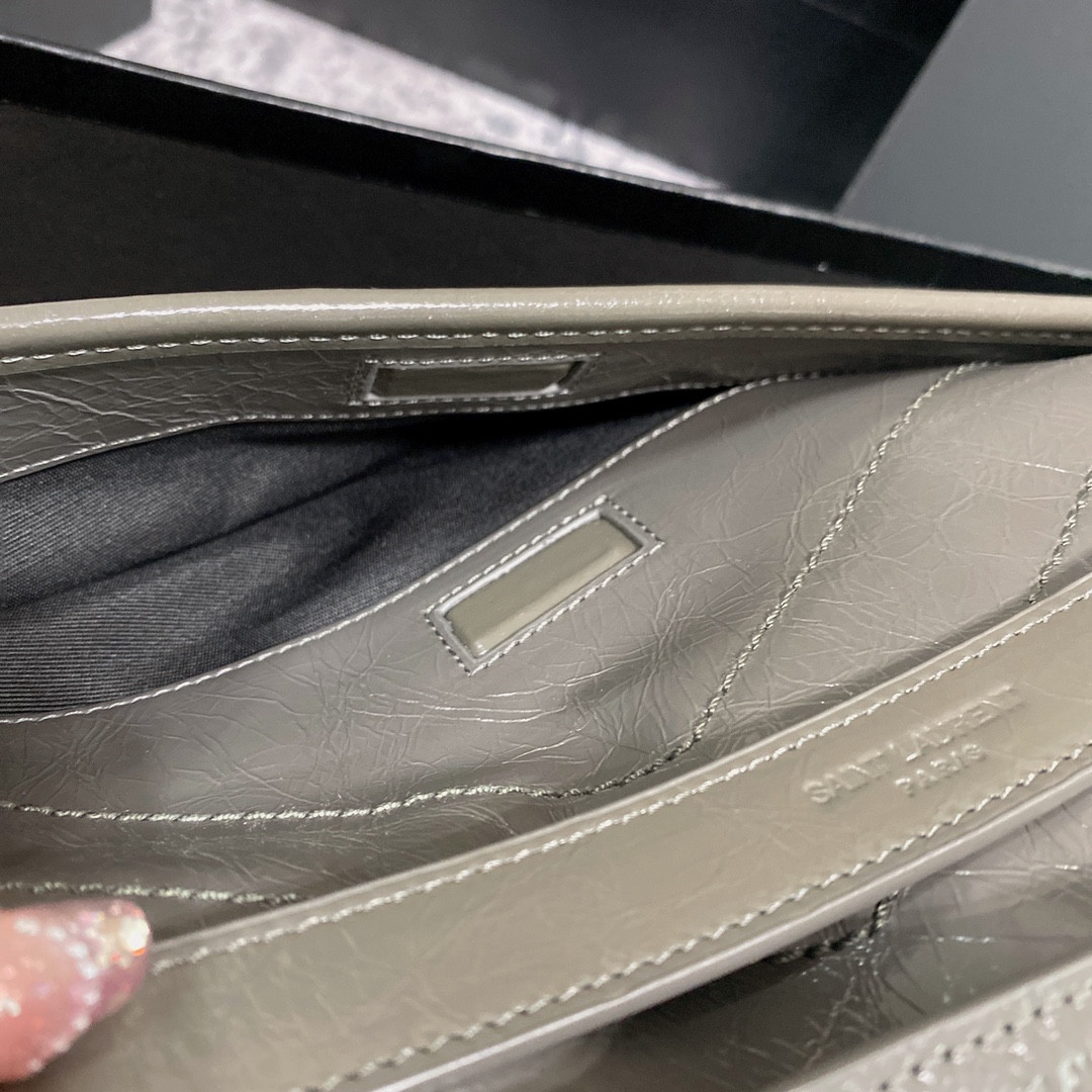 Y*L NIKI MEDIUM IN VINTAGE LEATHER STORM 11 X 7.8 X 3.3 INCHES