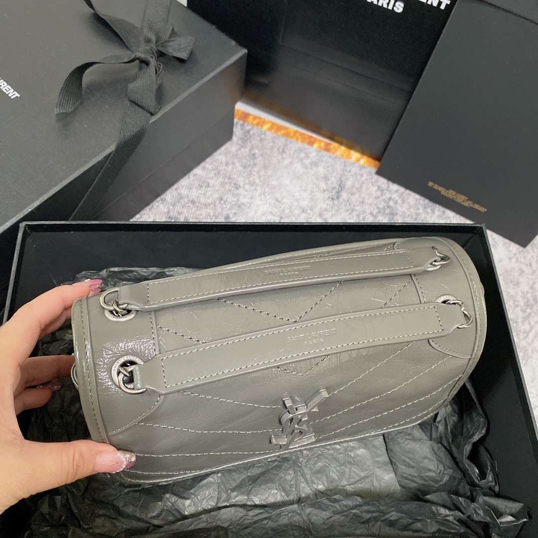 Y*L NIKI BABY IN VINTAGE LEATHER STORM 8.2 X 6 X 2.9 INCHES