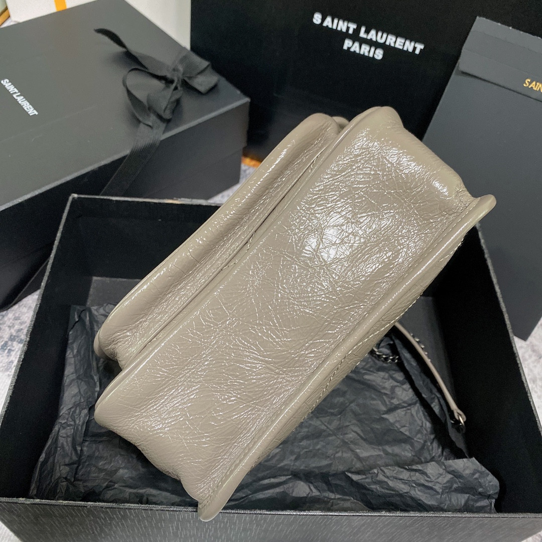 Y*L NIKI BABY IN VINTAGE LEATHER LIGHT GRAY 8.2 X 6 X 2.9 INCHES