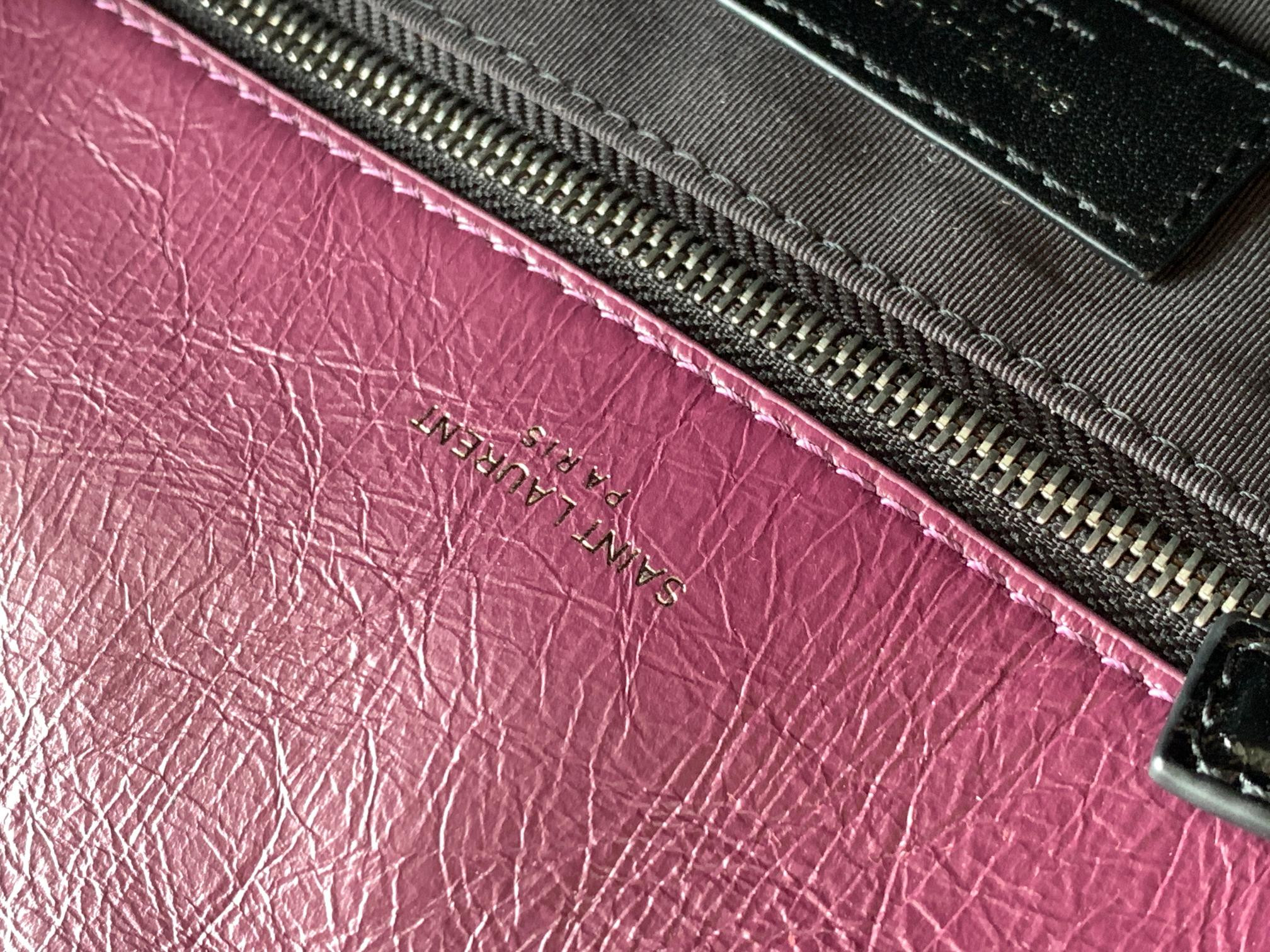 Y*L NIKI MEDIUM IN VINTAGE LEATHER PURPLE 11 X 7.8 X 3.3 INCHES