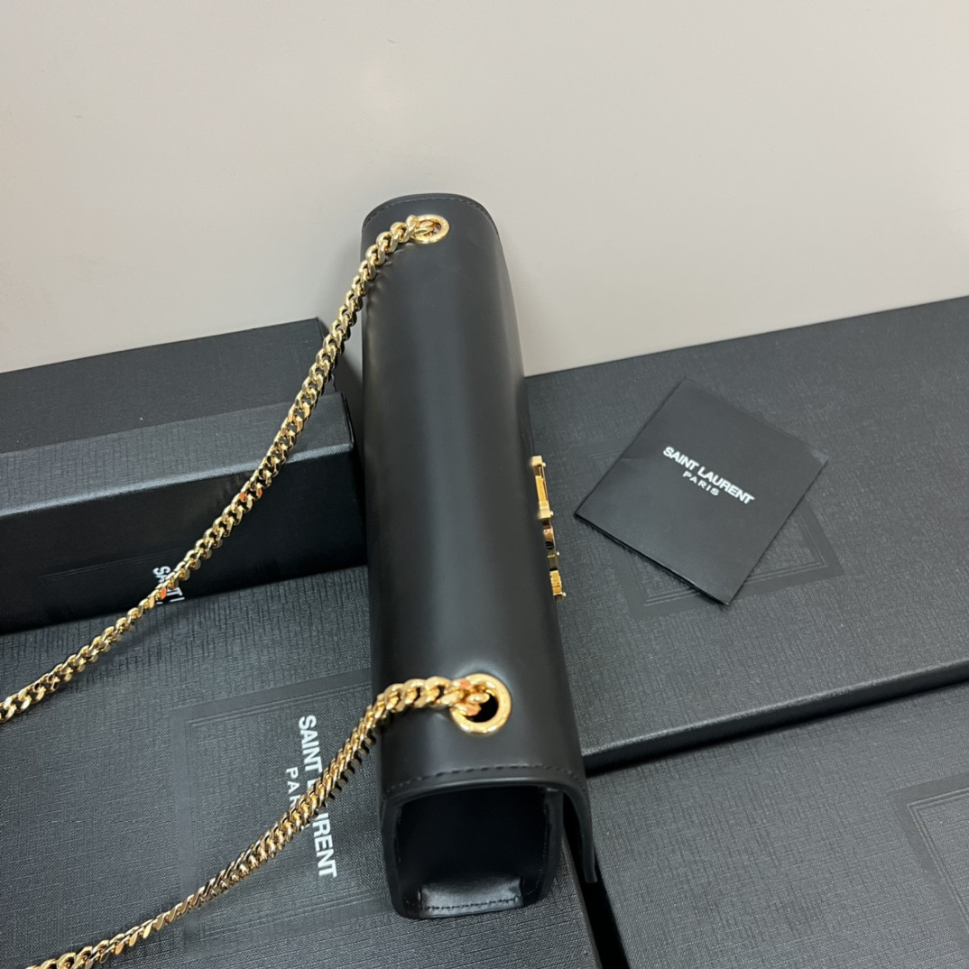 Y*L KATE MEDIUM IN SMOOTH LEATHER BLACK 9.4 X 5.7 X 2.1 INCHES