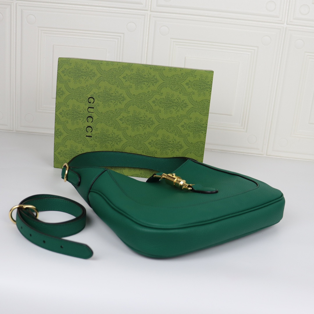 G*u*i JACKIE SMALL SHOULDER BAG Green 10.8"W x 7.5"H x 1.6"D