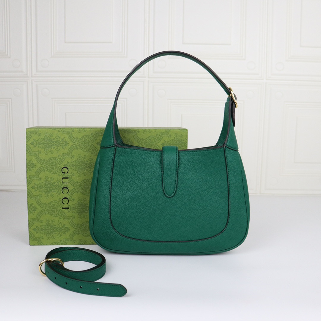G*u*i JACKIE SMALL SHOULDER BAG Green 10.8"W x 7.5"H x 1.6"D