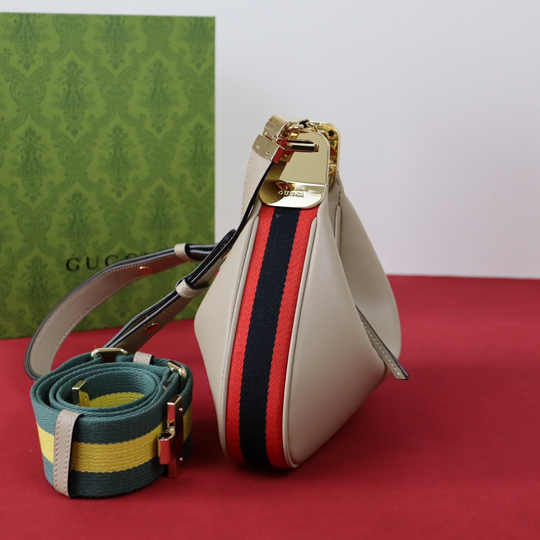 G*u*i ATTACHE SMALL SHOULDER BAG GRAY 9"W x 8.7"H x 2"D