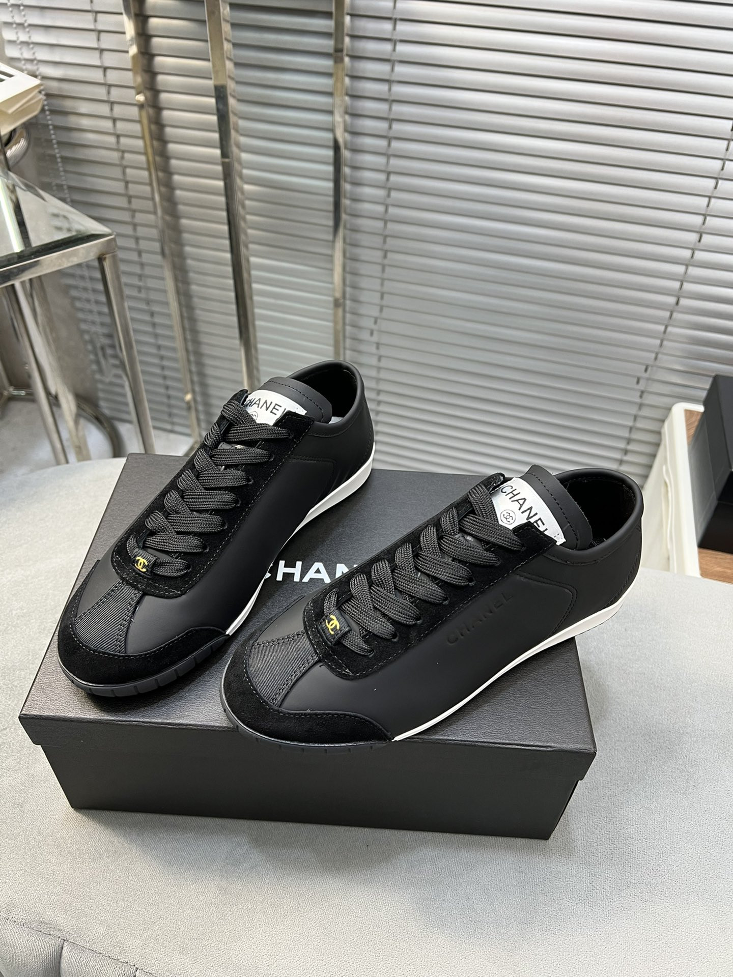 UA Ch*el SNEAKERS Calfskin & Suede Calfskin Black