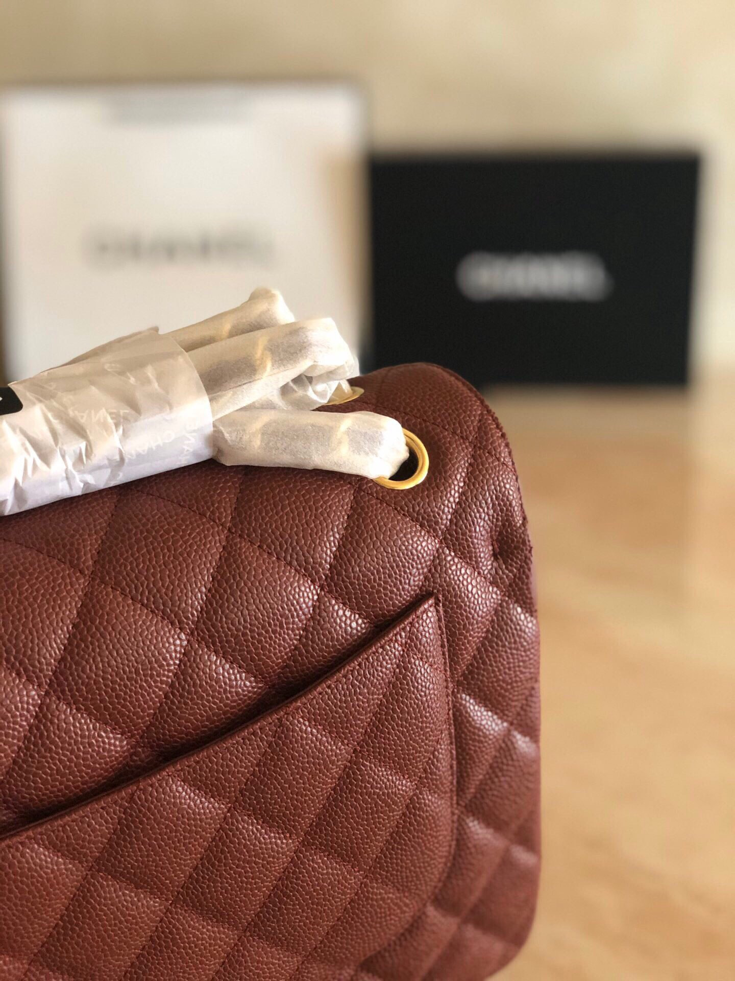 Ch*el Classic Flap Jumbo 30cm CF Gold Hardware 7.6 × 11.7 × 3.9 in